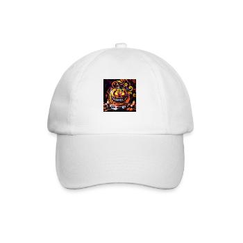 spooky Halloween pumpkin smiling - Baseball Cap - white/white - Front