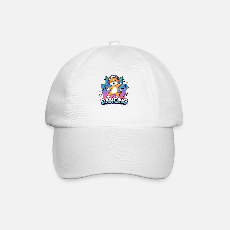 Dancing cat - Baseball Cap - white/white