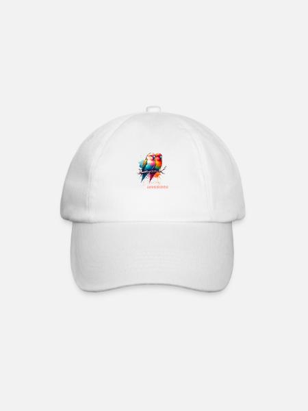 Lovebird Vogel Agaporniden Unzertrennliche - Baseballkappe - Weiß/Weiß