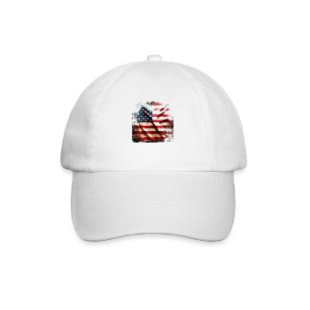 Flagge Amerika Grunge - Baseballkappe - Weiß/Weiß - Vorne