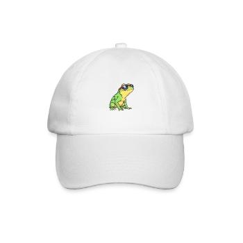 Quirky Frog with Red & Blue Sunglasses, Casual - Baseball Cap - white/white - Front