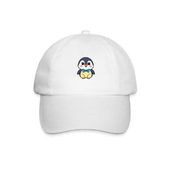 Fröhlicher Pinguin mit blauer Fliege - Baseballkappe - Weiß/Weiß - Vorne