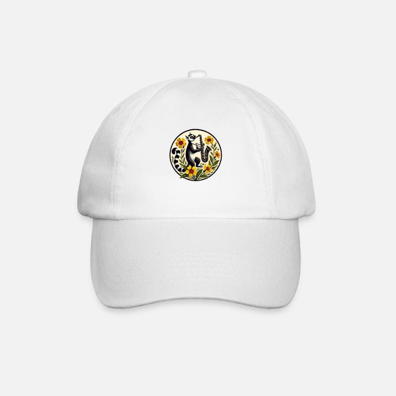Saxophon Lemur - Baseballkappe - Weiß/Weiß