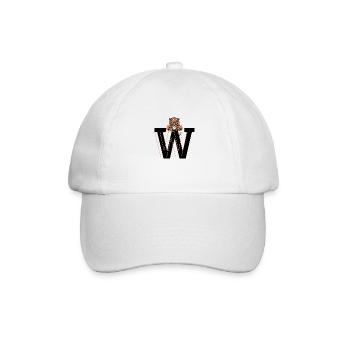Buchstabe w Tiger - Geschenkidee - Baseballkappe - Weiß/Weiß - Vorne