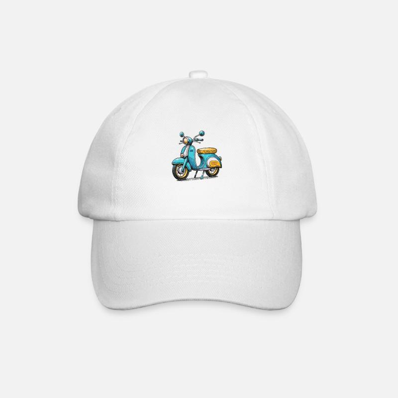 DDR Moped – Vintage Charme im Retro-Stil - Baseballkappe - Weiß/Weiß