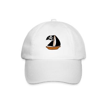 Gemaltes Piratenschiff Kinder Motiv Zeichnung Cool - Baseballkappe - Weiß/Weiß - Vorne