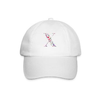 Personalisierter Blumenbuchstabe x - Geschenkidee - Baseballkappe - Weiß/Weiß - Vorne