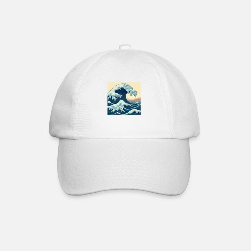 Fantastic Atlantic Ocean - Retro Ocean Waves - Baseball Cap - white/white