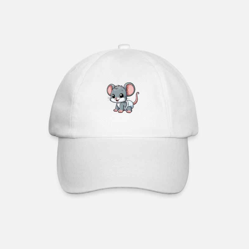 Babymaus mit Windel - Baseballkappe - Weiß/Weiß