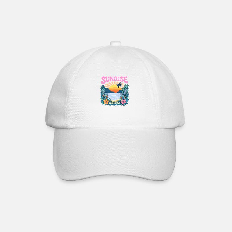Retro Vintage Design: Sunrise peace & love - Baseball Cap - white/white