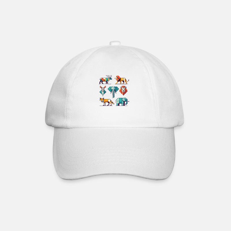 Geometric Animals - Baseball Cap - white/white