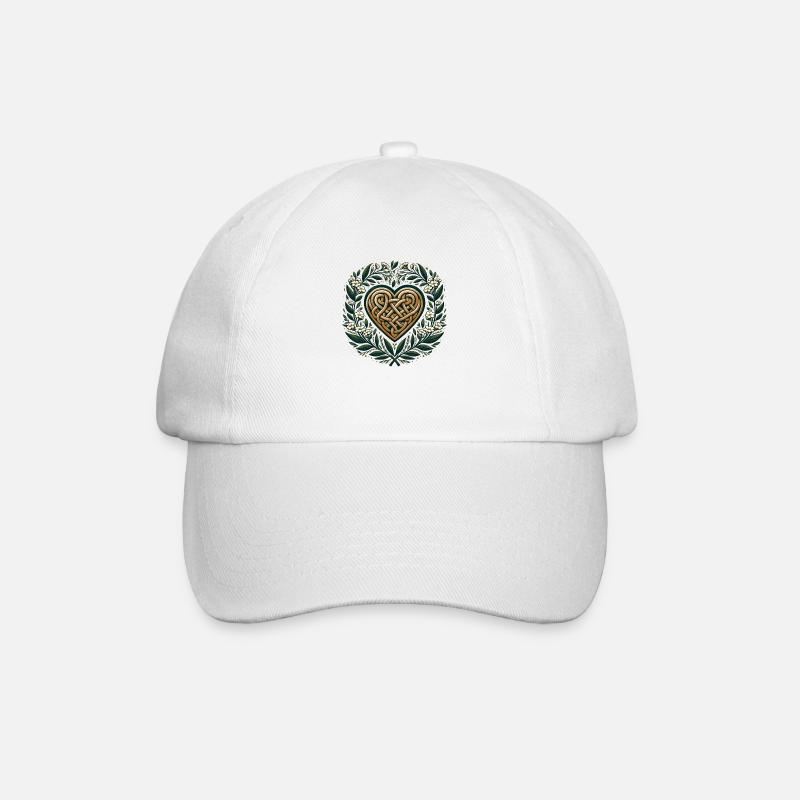 Keltische Kunst Herz Frühling Druide Heidnisches Kunstwerk - Baseballkappe - Weiß/Weiß