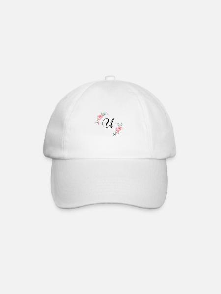 Lettre u florale rose - Casquette classique - blanc/blanc