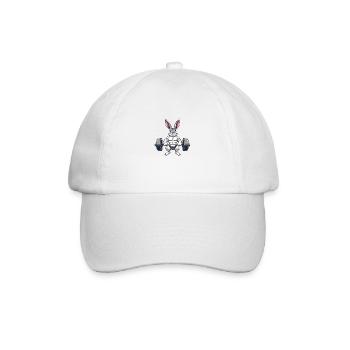 Muskulöser Hase beim Training - Baseballkappe - Weiß/Weiß - Vorne