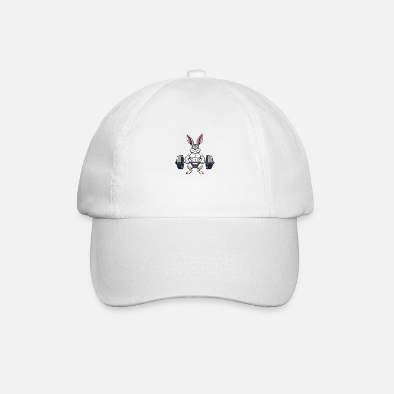 Muskulöser Hase beim Training - Baseballkappe - Weiß/Weiß