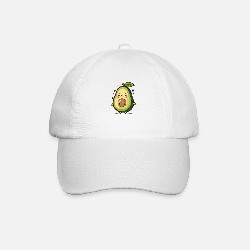 Kawaii Avocado Cartoon - Baseballkappe - Weiß/Weiß
