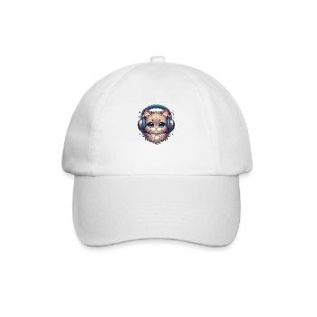 Cute Cat with Doodle Headphones - Baseball Cap - white/white - Front