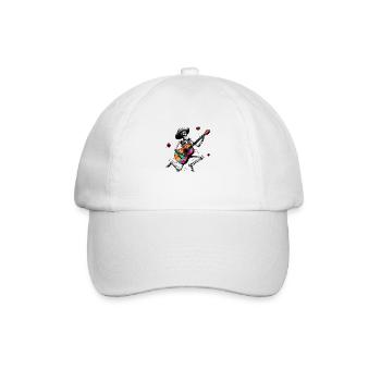 Skeleton playing guitar. - Baseball Cap - white/white - Front