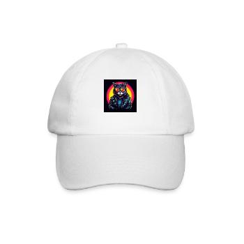 Cool cat wearing sunglasses and a leather jack - Casquette classique - blanc/blanc - Devant