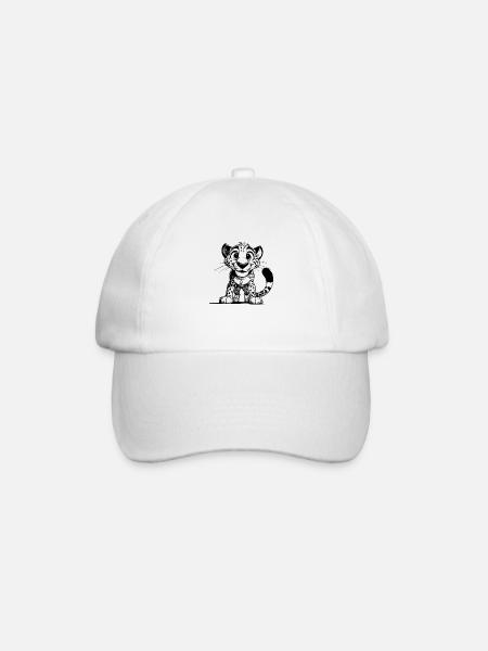 Cute Leopard Googly Eyes King of the Steppe - Baseball Cap - white/white