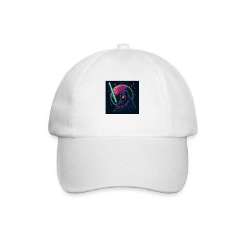 T-shirt with a neon knight on the background of space - Baseball Cap - white/white - Front