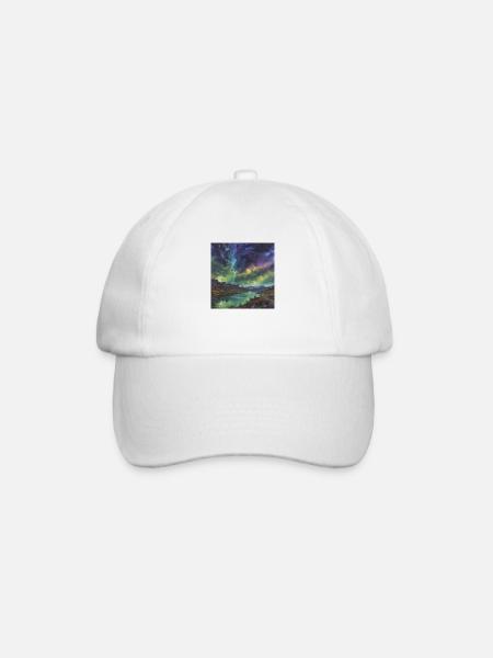 Northern Lights over the Tranquil Lake - Baseball Cap - white/white