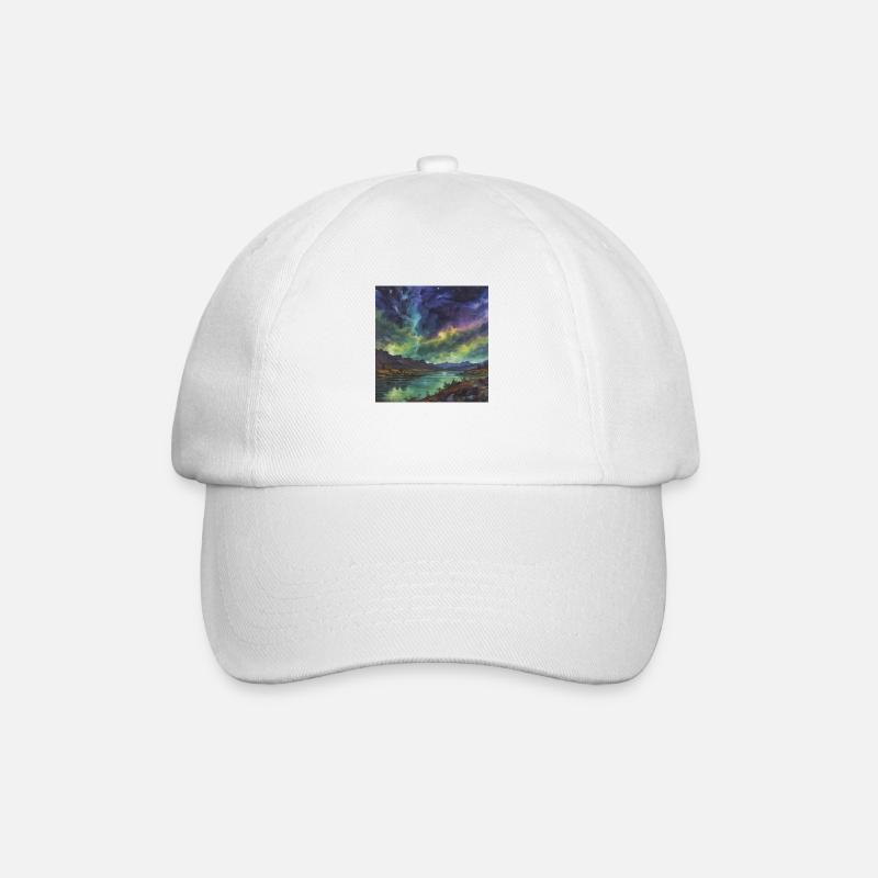 Aurores boréales au-dessus du lac tranquille - Casquette classique - blanc/blanc