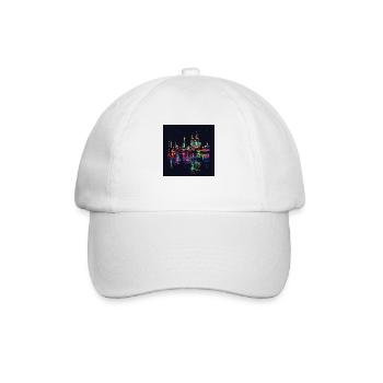 Kölner Dom Stadt Skyline Nacht schwarz Neon - Baseballkappe - Weiß/Weiß - Vorne