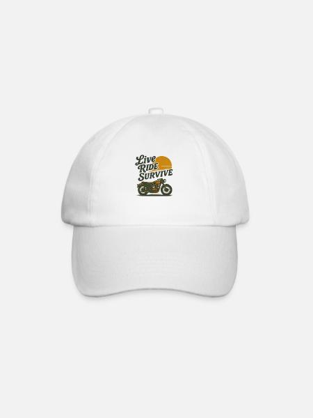 moto live ride survivre style vintage - Casquette classique - blanc/blanc