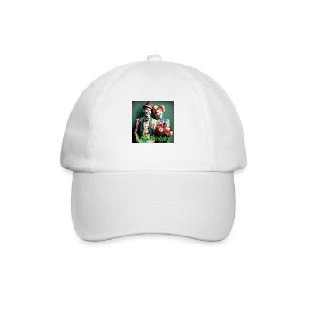 Happy Birthday Clowns Couple Congratulating Flowers - Baseball Cap - white/white - Front
