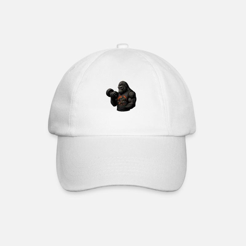 Strong gorilla during bicep training with Power-Shir - Baseball Cap - white/white
