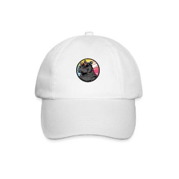 Nilpferd Cool Comic - Baseballkappe - Weiß/Weiß - Vorne