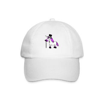 Einhorn Sir Gentleman Mr. reich Monokel Zylinder - Baseballkappe - Weiß/Weiß - Vorne