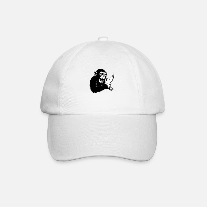 Monkey squeezes pigeon - Baseball Cap - white/white