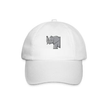 Éléphant lève sa trompe et montre les défenses - Casquette classique - blanc/blanc - Devant