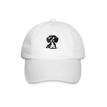 Cute dog with sunglasses - Baseball Cap - white/white - Front