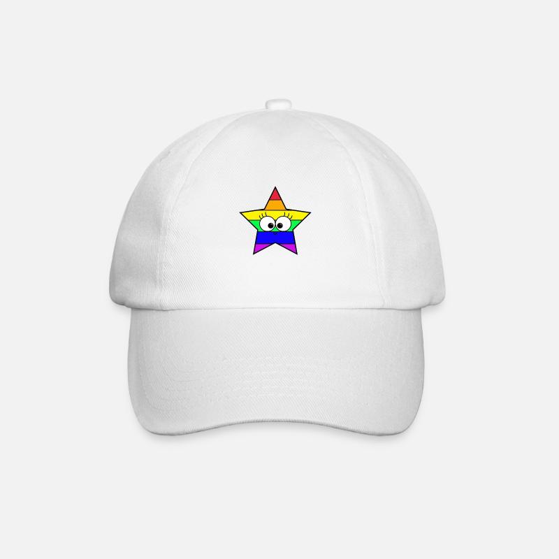 Stern Regenbogen - Baseballkappe - Weiß/Weiß