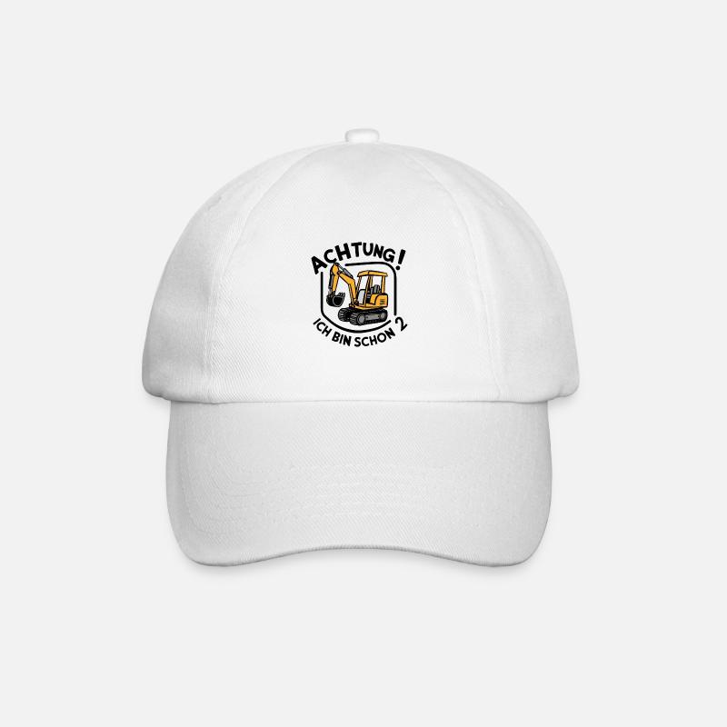Ich bin schon 2 - Bagger - Baseballkappe - Weiß/Weiß