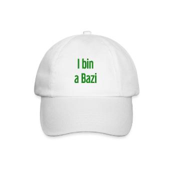 I bin a Bazi – Bayerischer Spruch mit Humor - Baseballkappe - Weiß/Weiß - Vorne