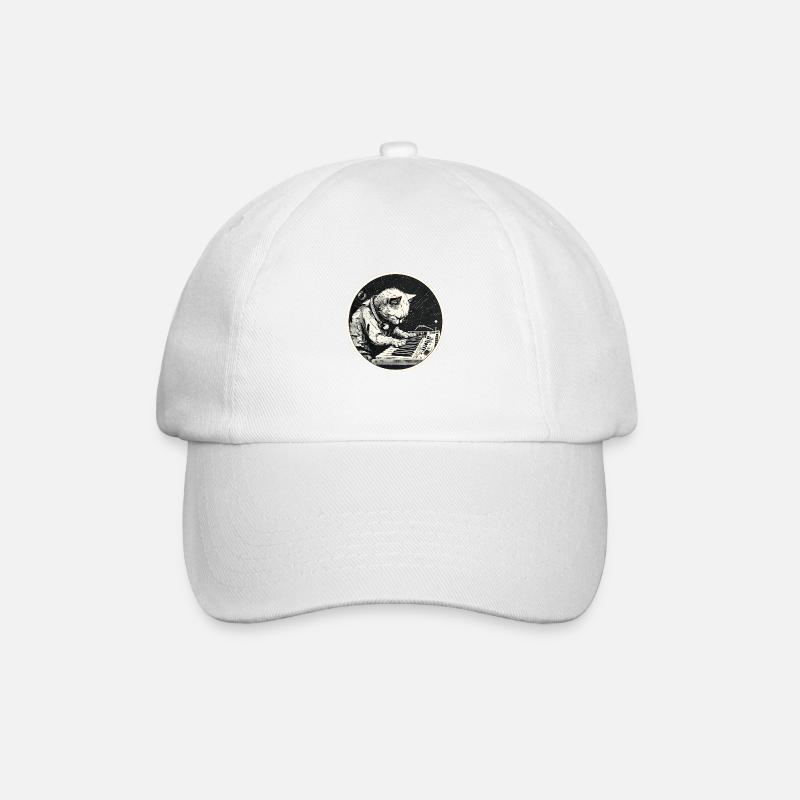 Space Synth Cat - Baseball Cap - white/white
