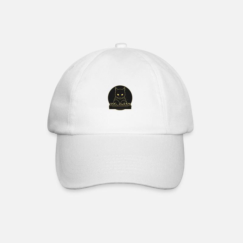 Black Synth Cat 2 - Baseball Cap - white/white