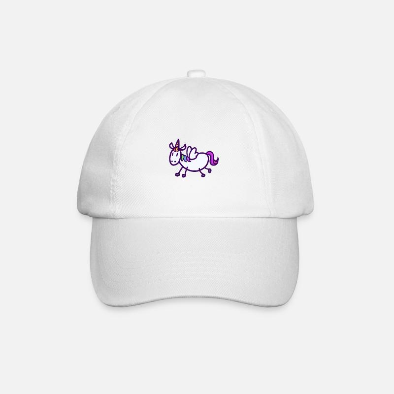 Buntes, fliegendes Einhorn - Baseballkappe - Weiß/Weiß