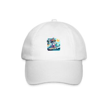 Lustiger Hase auf Surfboard bei Sonnenschein - Baseballkappe - Weiß/Weiß - Vorne