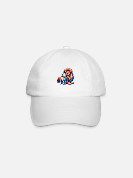 Christian Clothing Lion And Lamb - Baseball Cap - white/white
