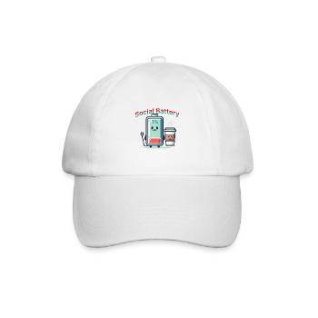 Social Battery – Funny Selfcare Design - Baseball Cap - white/white - Front