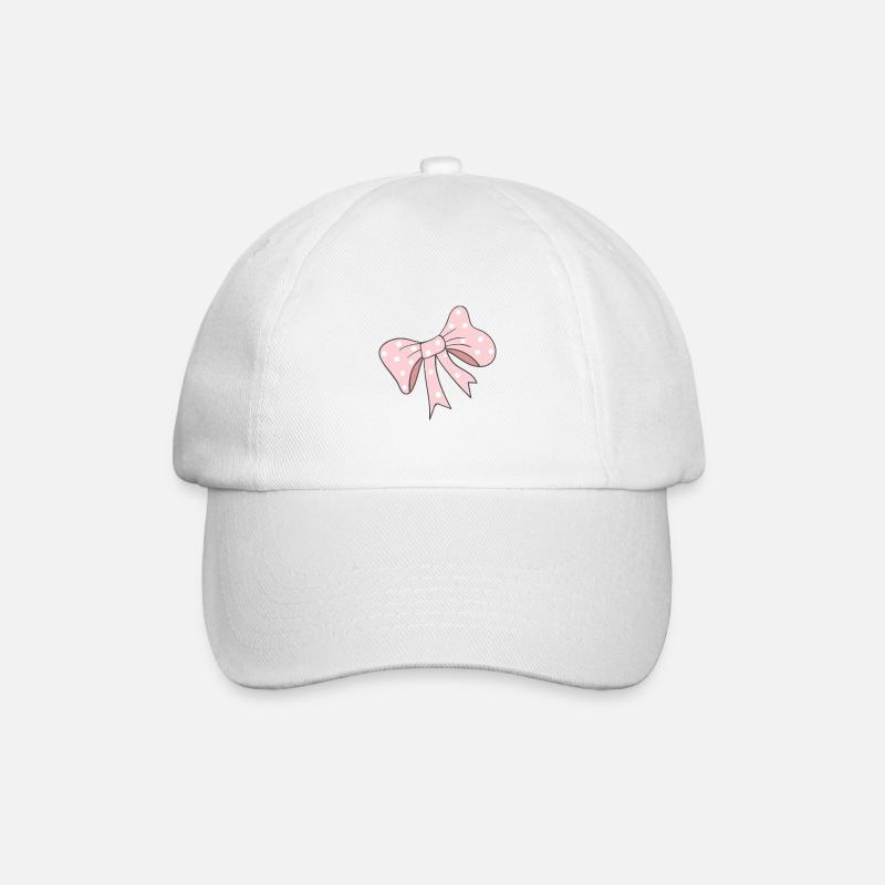 pink bow - Baseball Cap - white/white