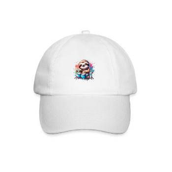 Sloth Drummer Drummer Design - Baseball Cap - white/white - Front