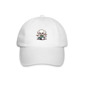 Cool Bolonka Drummer Puppy Design - Baseball Cap - white/white - Front