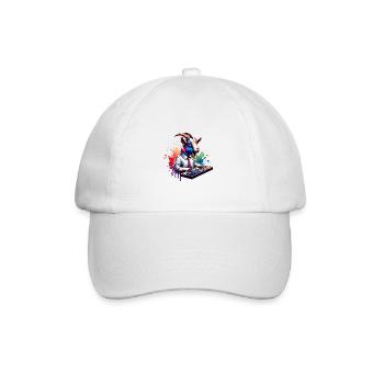 Coole Ziege Spielt Keyboard Bauernhof - Baseballkappe - Weiß/Weiß - Vorne