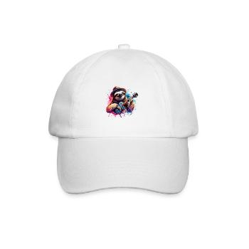 Coole Faultier E-Gitarre Gitarrist Design - Baseballkappe - Weiß/Weiß - Vorne